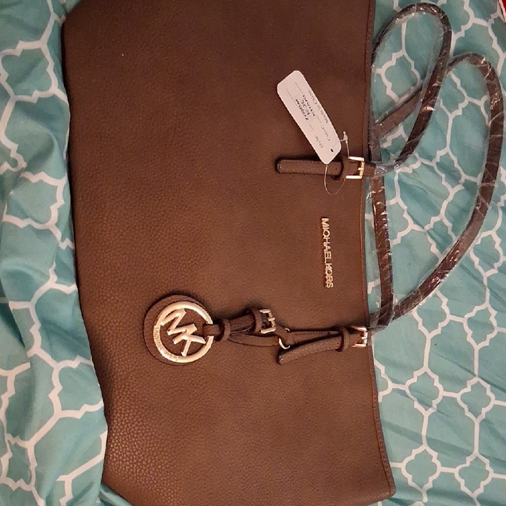 Michael Kors Brown Tote with Gold Details